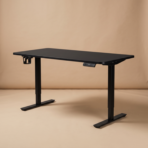 Bureau assis-debout électrique Relève Un, plateau noir 120 × 60 cm, position assise