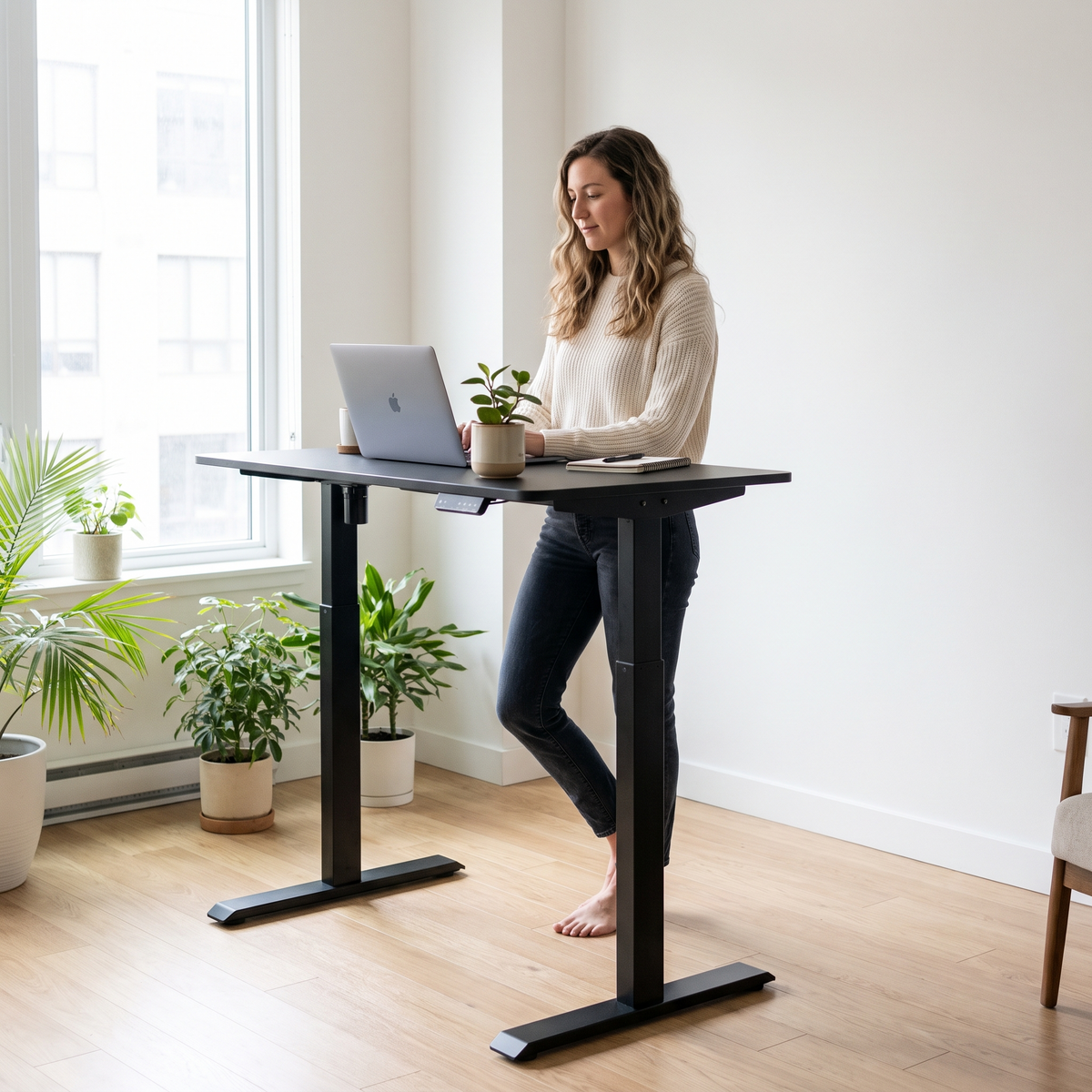 Travailler debout au bureau Relève Un