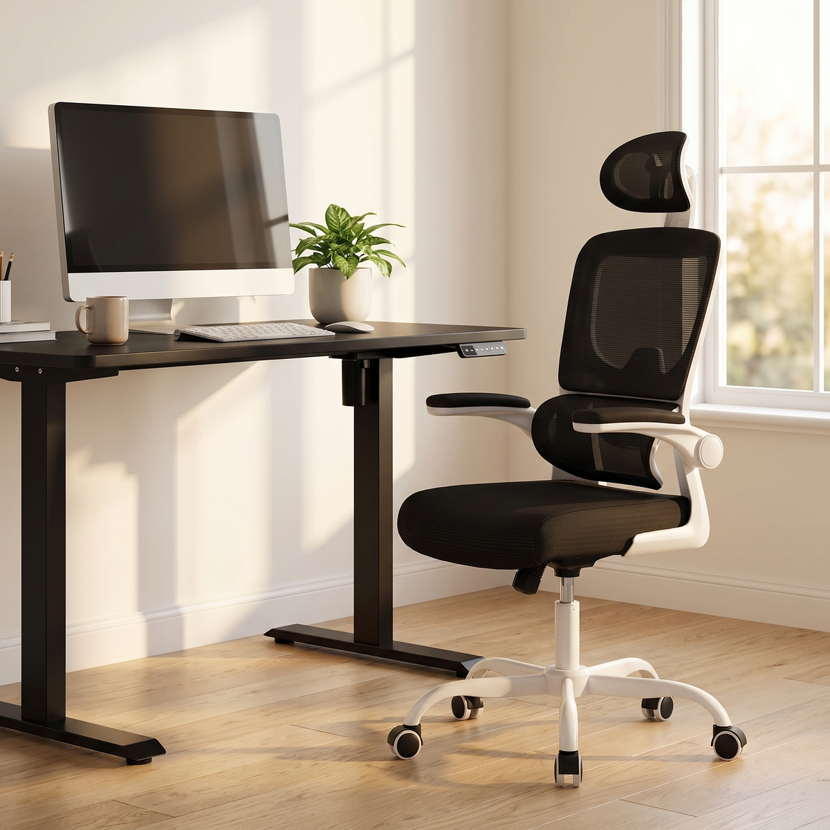 Relève Assise Pro devant un bureau assis-debout